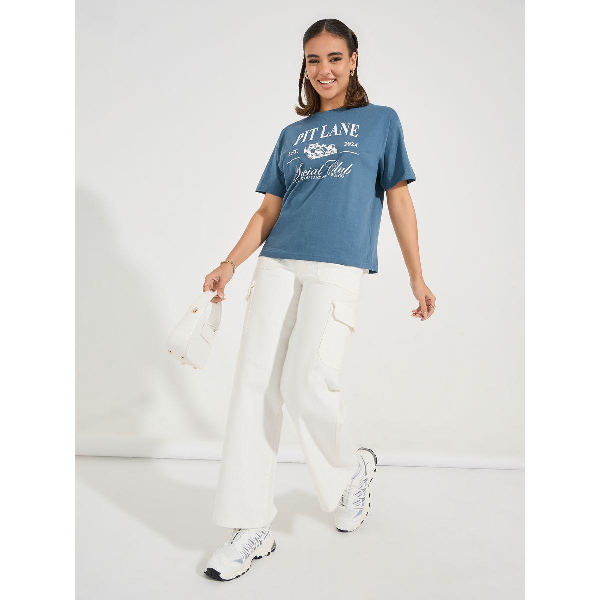 Styli Boxy Fit Graphic Print T-Shirt with Dropped Shoulder-women-clothing-tshirts-image-2