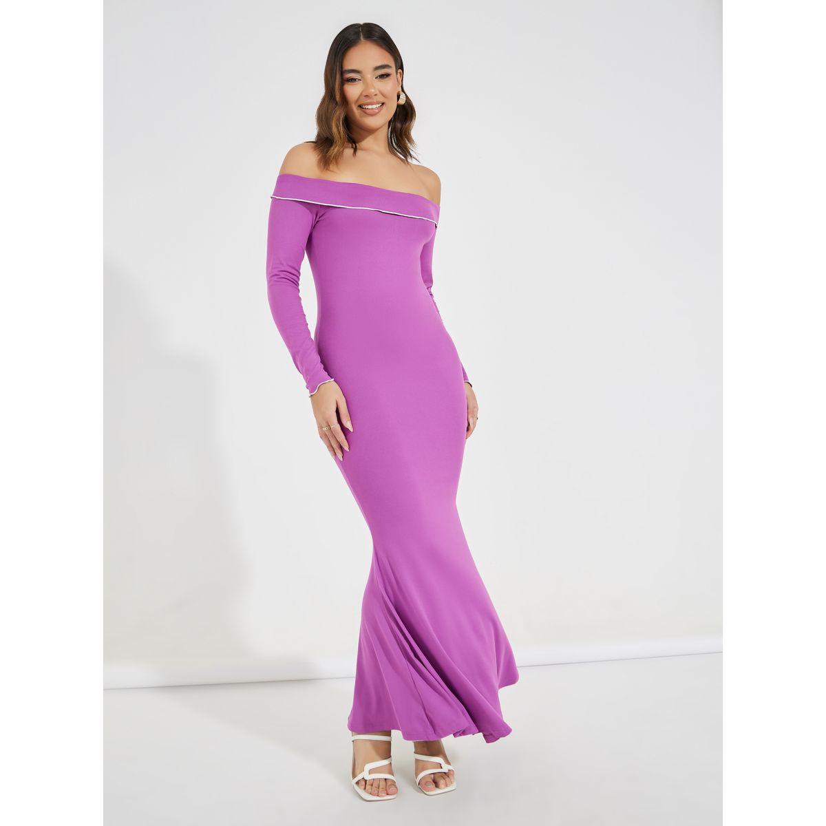 Styli Off Shoulder Mermaid Hem Maxi Dress-women-clothing-dresses-image-1