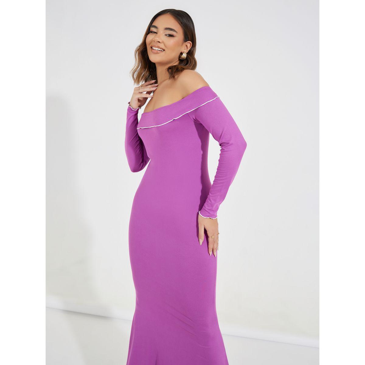 فستان طويل باكتاف مكشوفة وحافة ميرميد-women-clothing-dresses-image-5