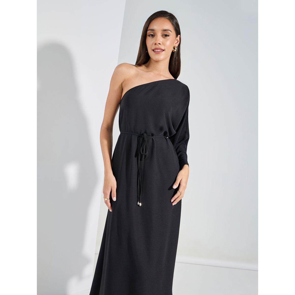 فستان طويل بكتف واحد واكمام فلوت-women-clothing-dresses-image-2