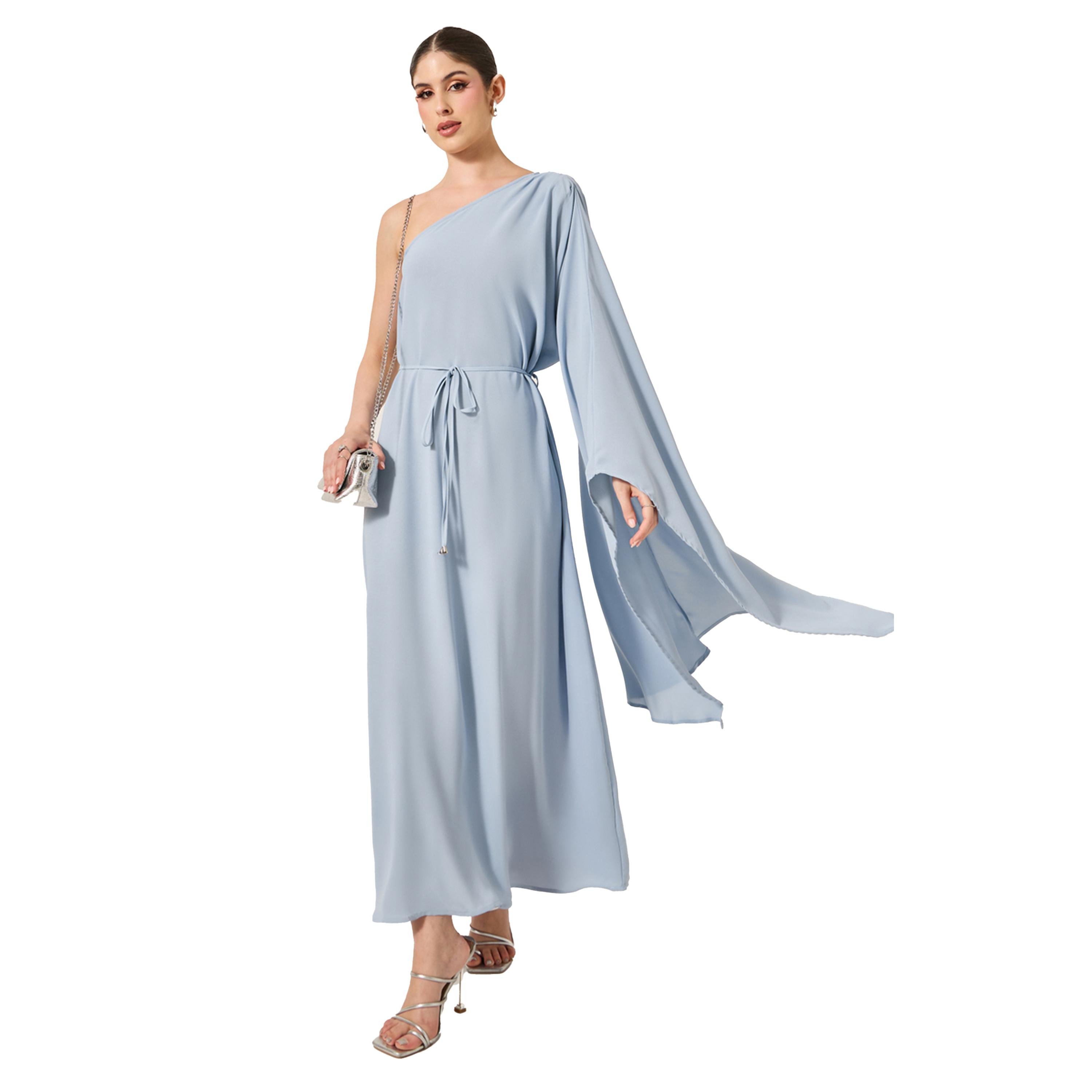 Styli Solid One Shoulder A-Line Maxi Dress-women-clothing-dresses-image-1