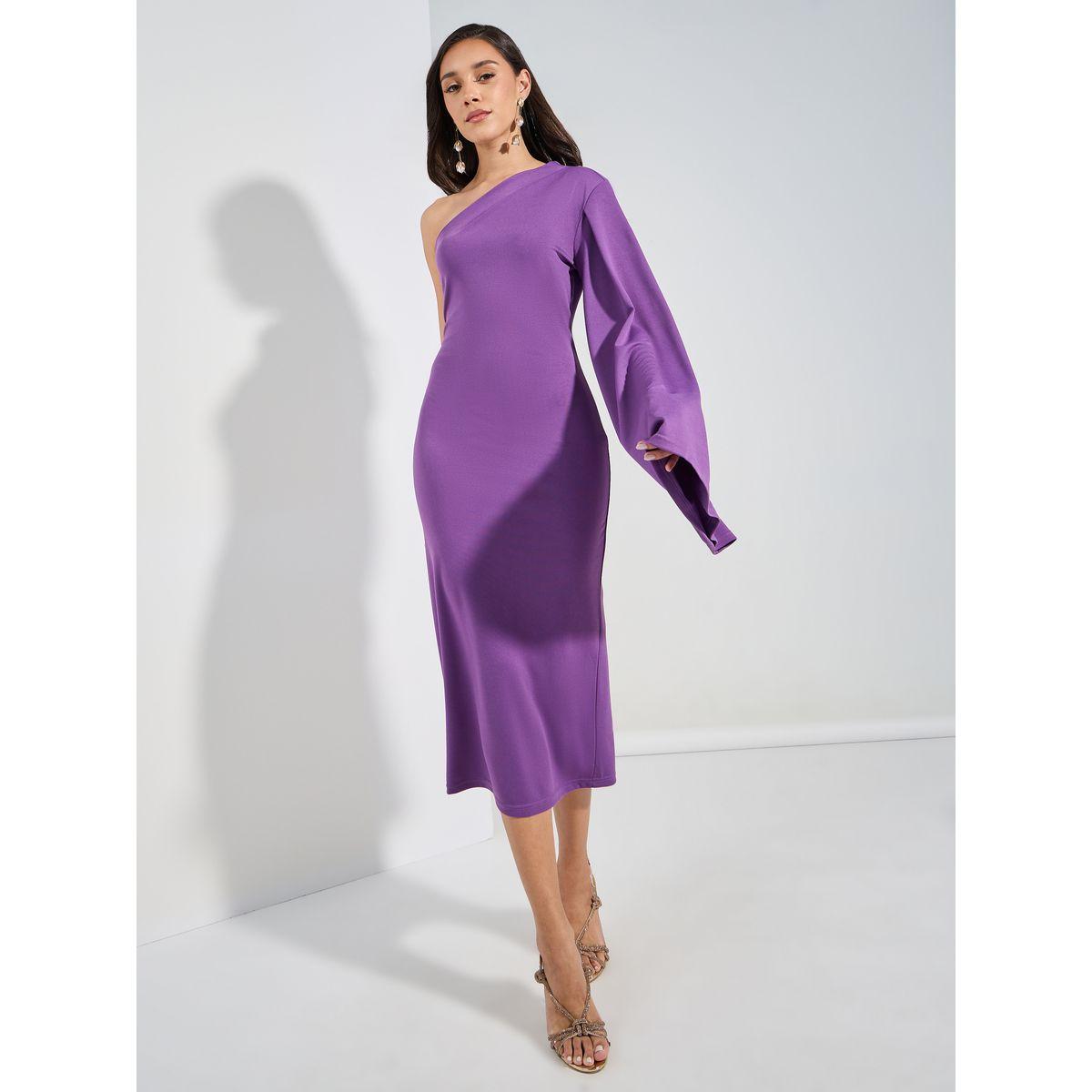 Styli One Shoulder Neck Sheath Midi Dress-women-clothing-dresses-image-1