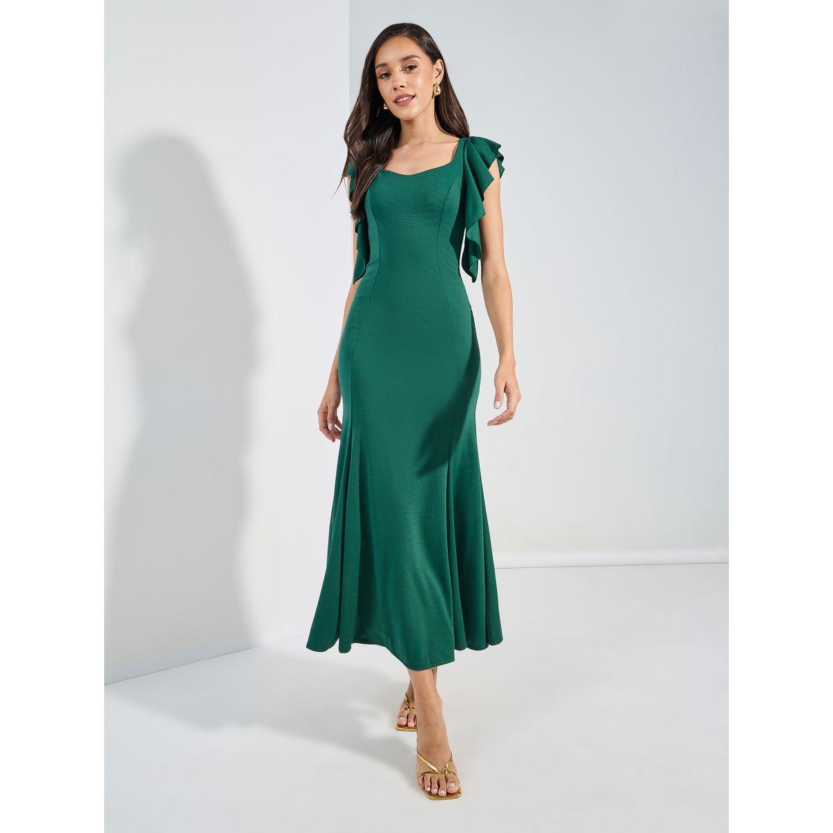 فستان طويل بنمط حورية البحر وتفاصيل كشكش-women-clothing-dresses-image-1