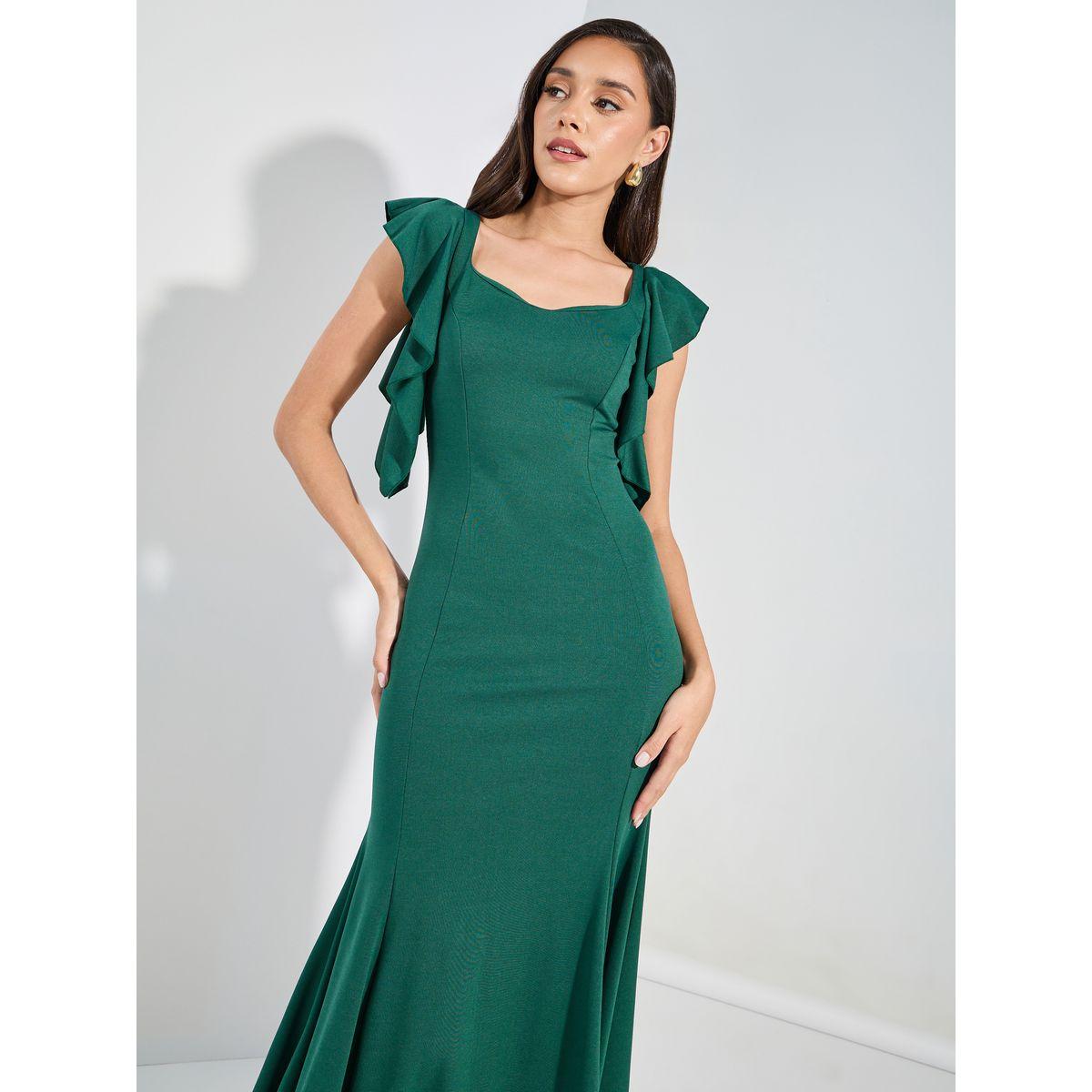 Styli Frill Trim Mermaid Hem Maxi Dress-women-clothing-dresses-image-2