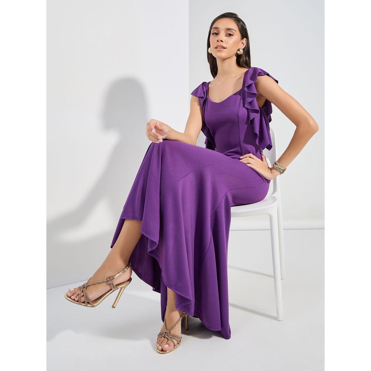 Styli Frill Trim Mermaid Hem Maxi Dress-women-clothing-dresses-image-1
