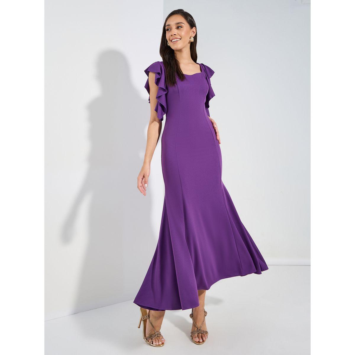 فستان طويل بنمط حورية البحر وتفاصيل كشكش-women-clothing-dresses-image-2