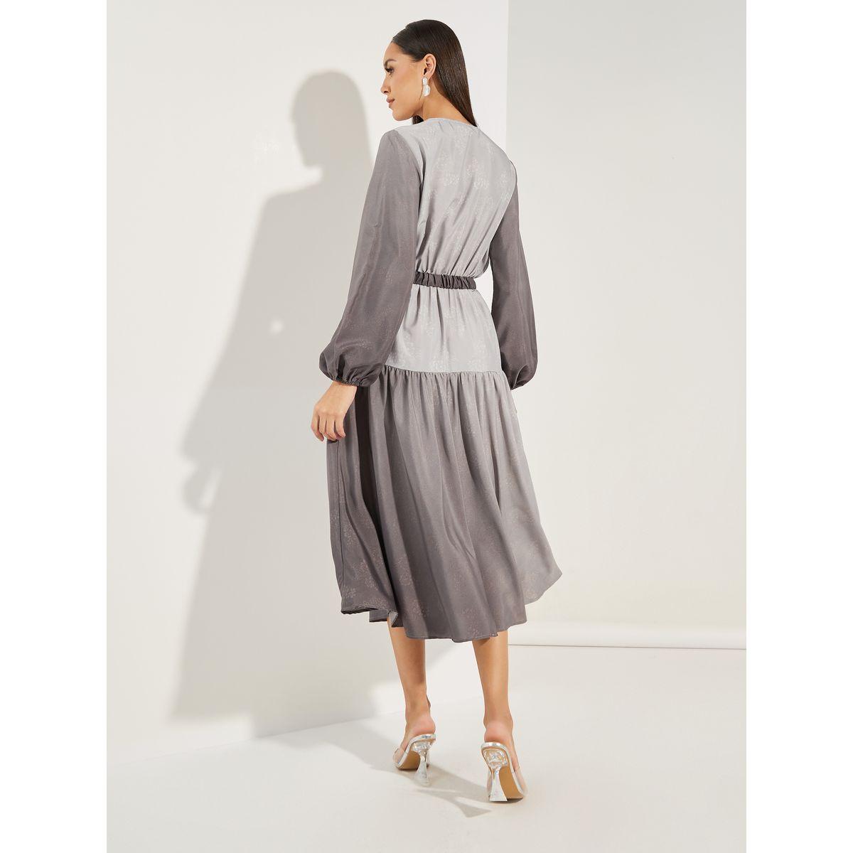 Styli Color Block Long Sleeves Shift Midi Dress-women-clothing-dresses-image-4