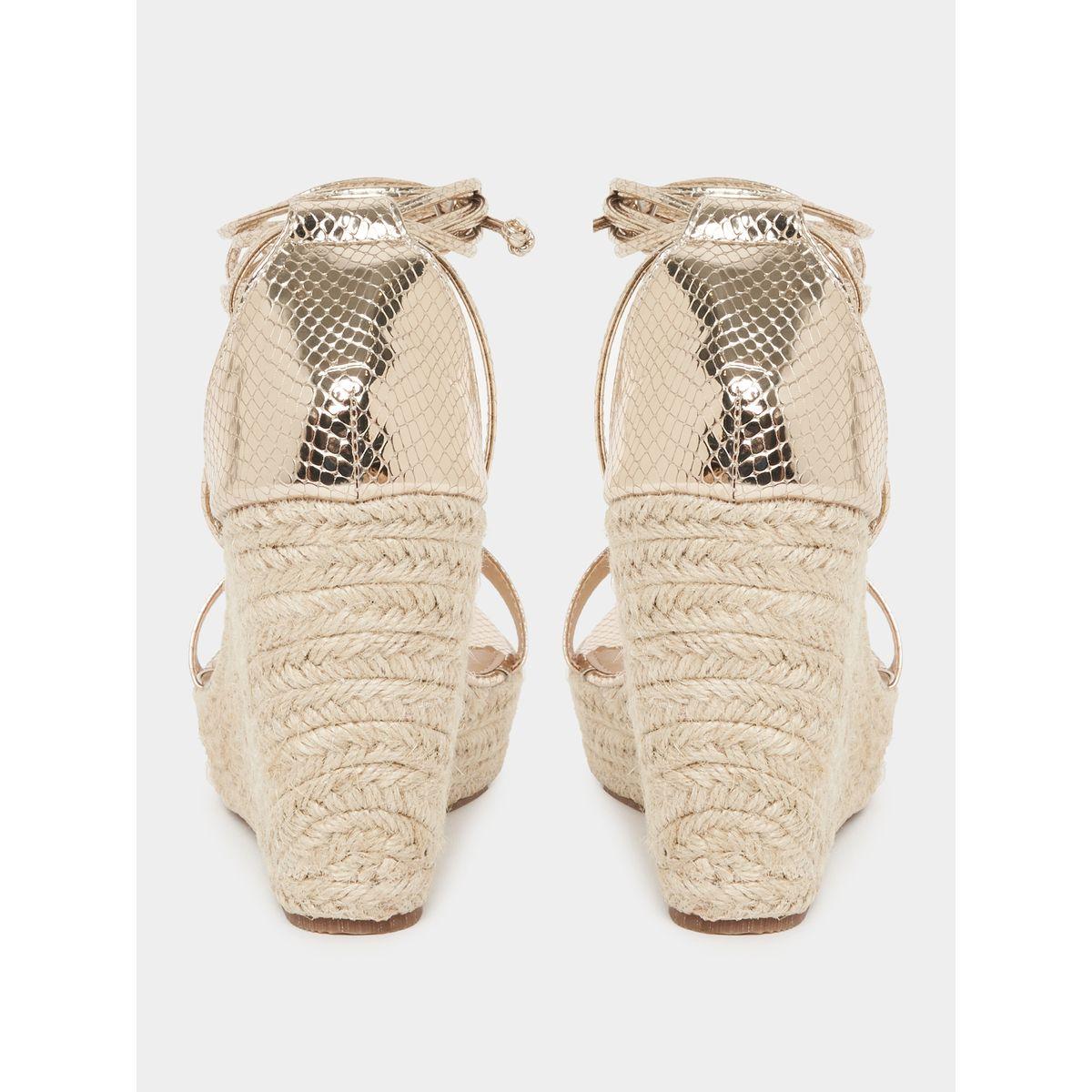 Styli Textured Ankle Strap Wedge Sandals-women-shoes-heels-image-4