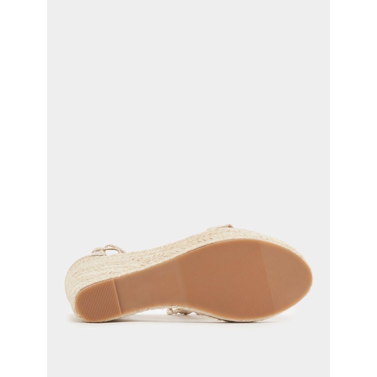 Styli Textured Ankle Strap Wedge Sandals-women-shoes-heels-image-5