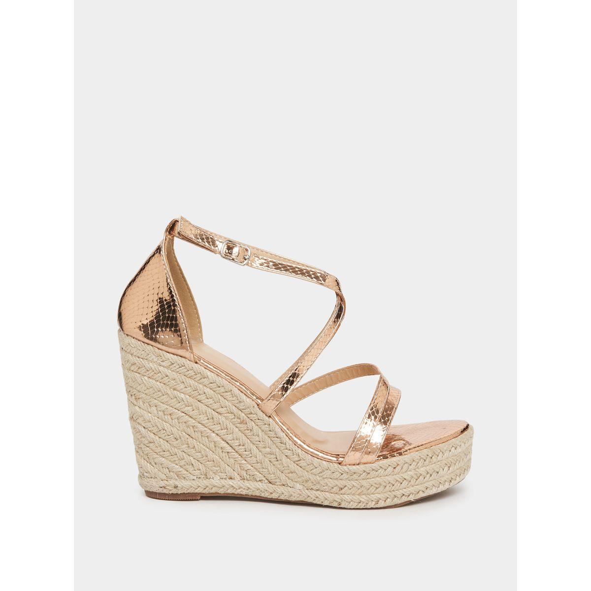 Styli Textured Ankle Strap Wedge Sandals-women-shoes-heels-image-2