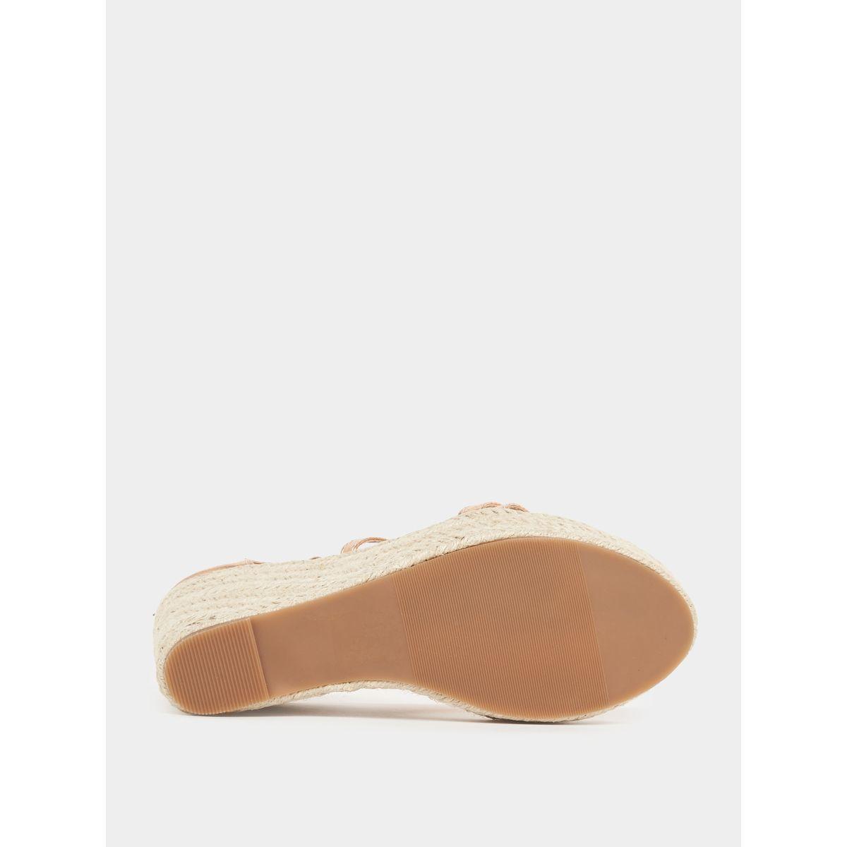 Styli Textured Ankle Strap Wedge Sandals-women-shoes-heels-image-5