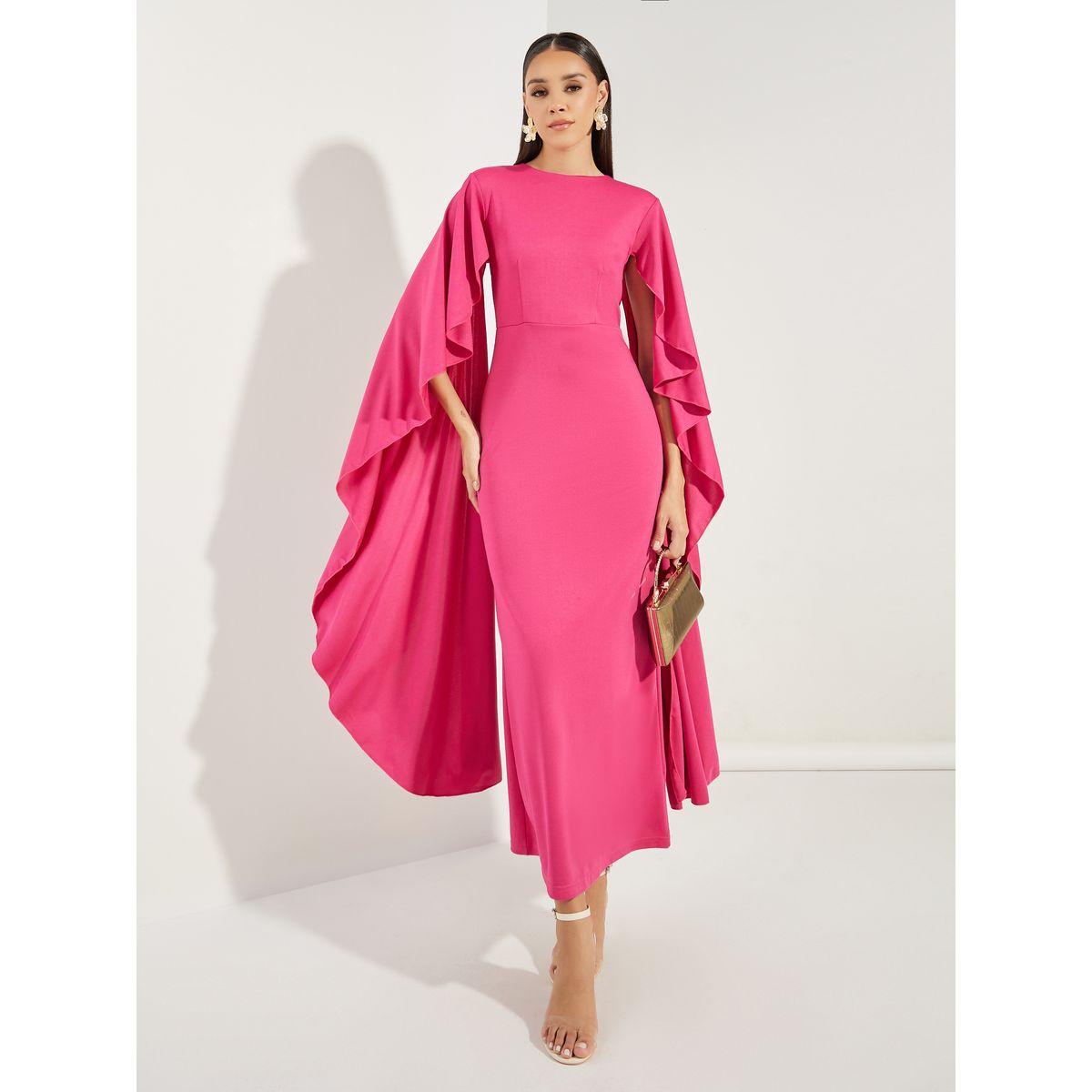فستان طويل ميرميد باكمام طويلة مزينة بشق-women-clothing-dresses-image-1
