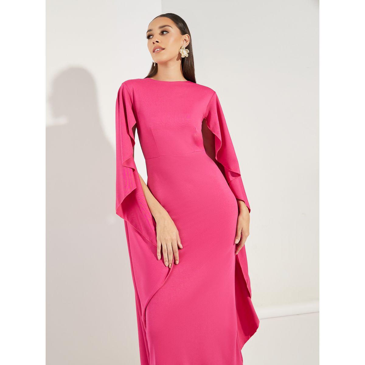 فستان طويل ميرميد باكمام طويلة مزينة بشق-women-clothing-dresses-image-2