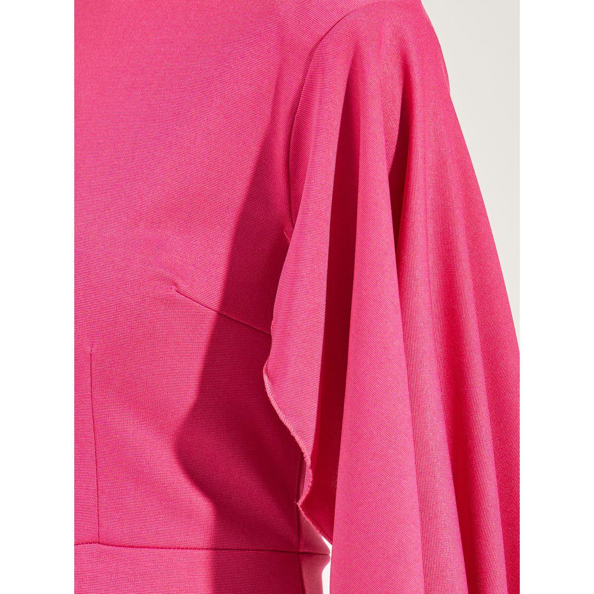 Styli Plain Long Drape Slit Sleeves Mermaid Maxi Dress-women-clothing-dresses-image-3