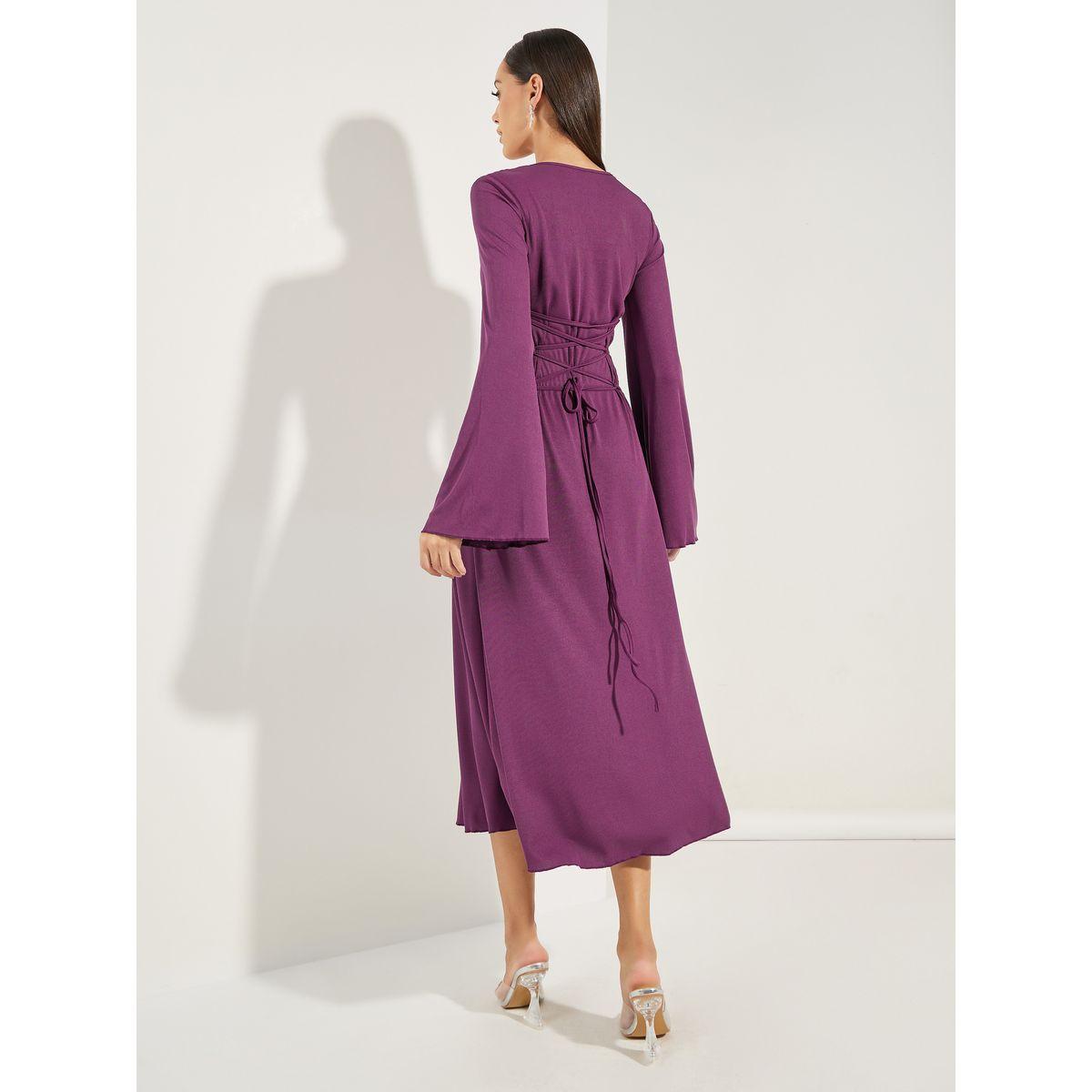 Styli Self Design Long Sleeves A-line Midi Dress-women-clothing-dresses-image-6