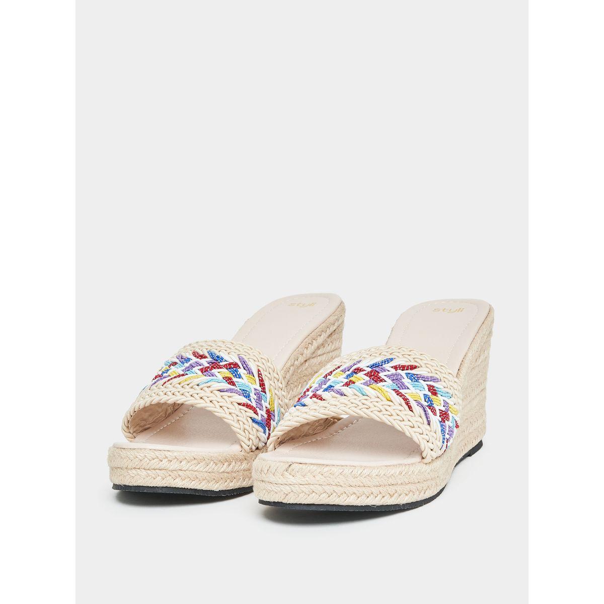 Styli Weave Strap Wedge Sandals-women-shoes-heels-image-2