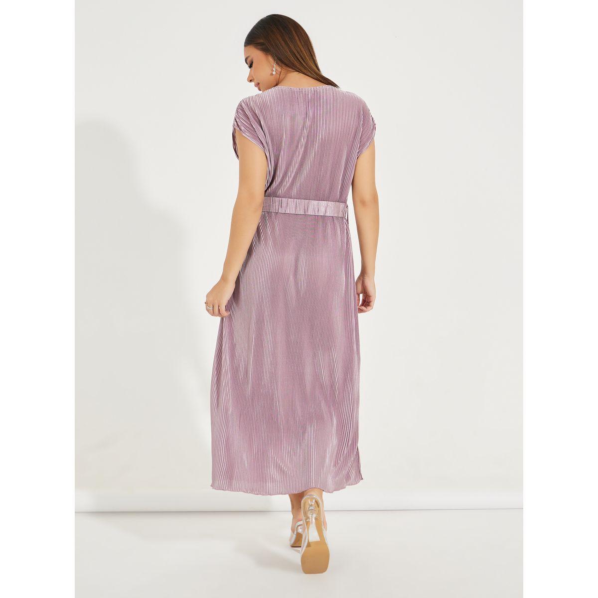 فستان ميدي بتفاصيل مضلعة مع اربطة-women-clothing-dresses-image-6