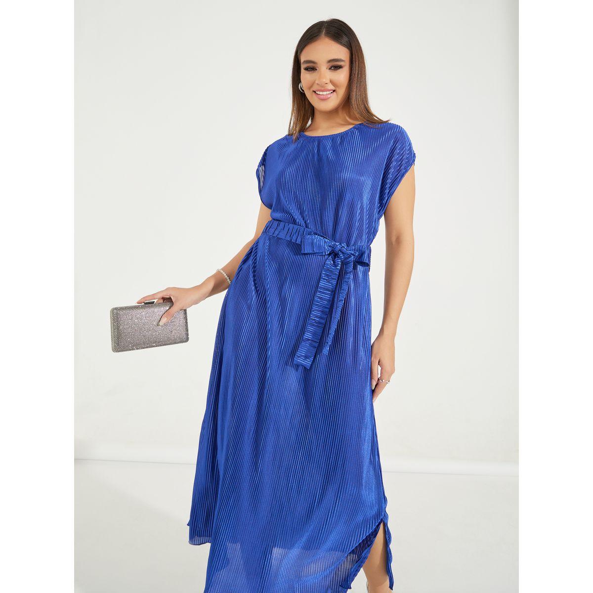 Styli Plisse Cap Sleeves Shift Midi Dress-women-clothing-dresses-image-5