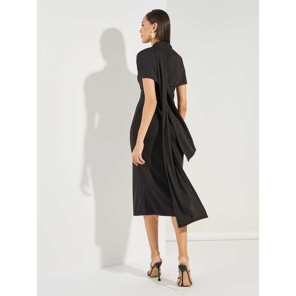 Styli Plain Cape Sleeves Sheath Midi Dress-women-clothing-dresses-image-4