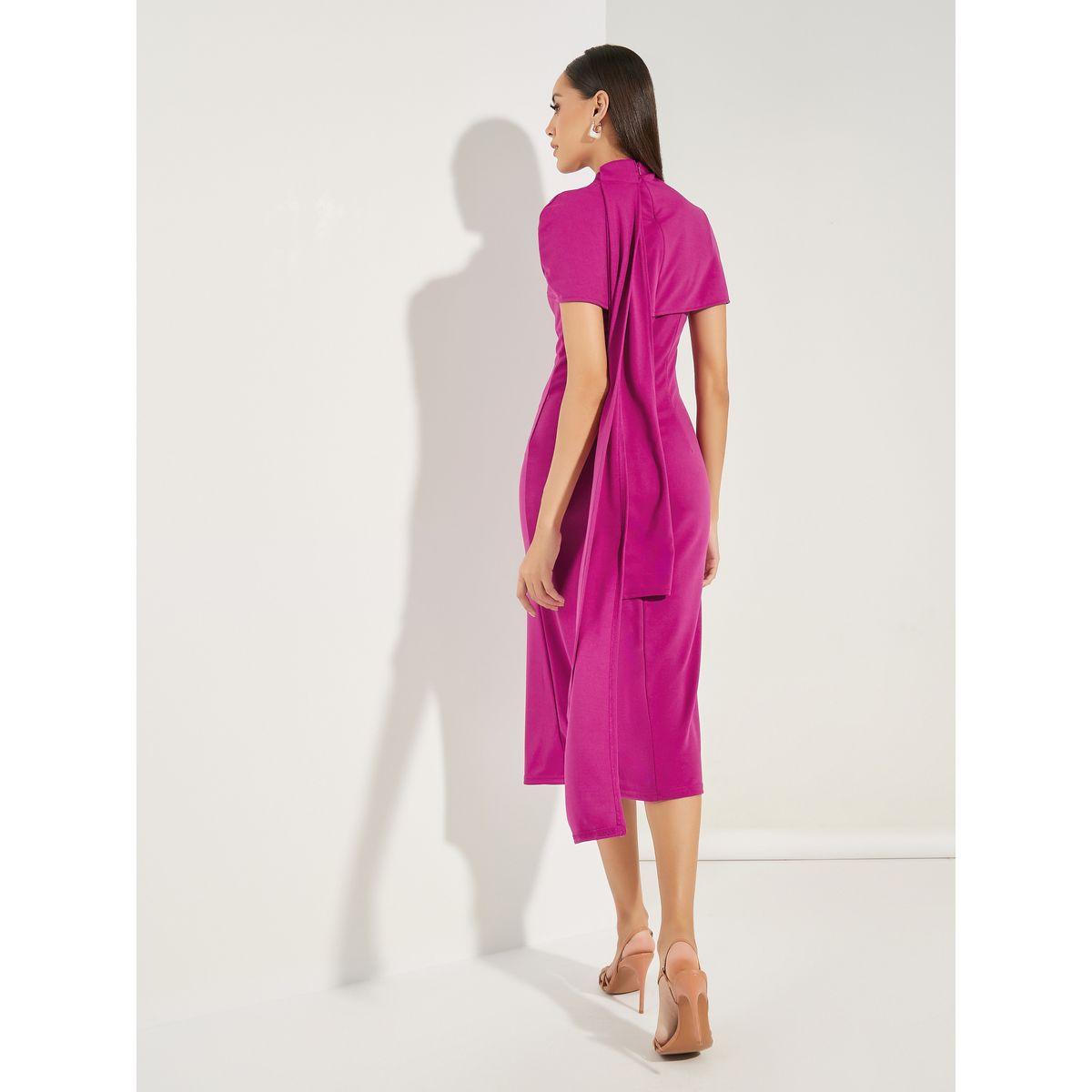 Styli Plain Cape Sleeves Sheath Midi Dress-women-clothing-dresses-image-4