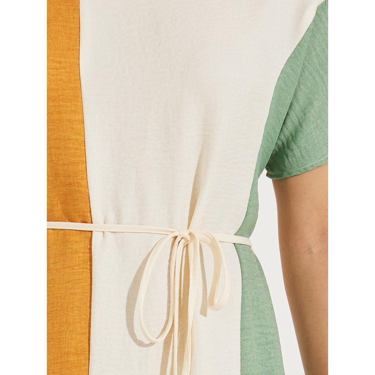 Styli Color Block Shift Midi Dress with Tie Up Detail-women-clothing-dresses-image-4