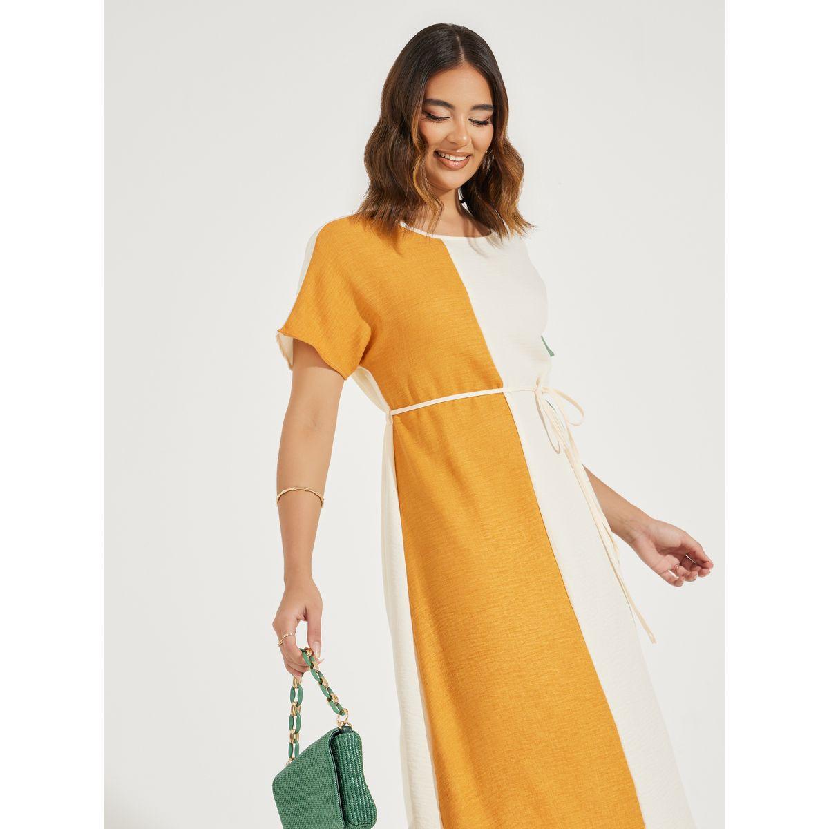 فستان ميدي بنمط كتل الالوان مع اربطة-women-clothing-dresses-image-5