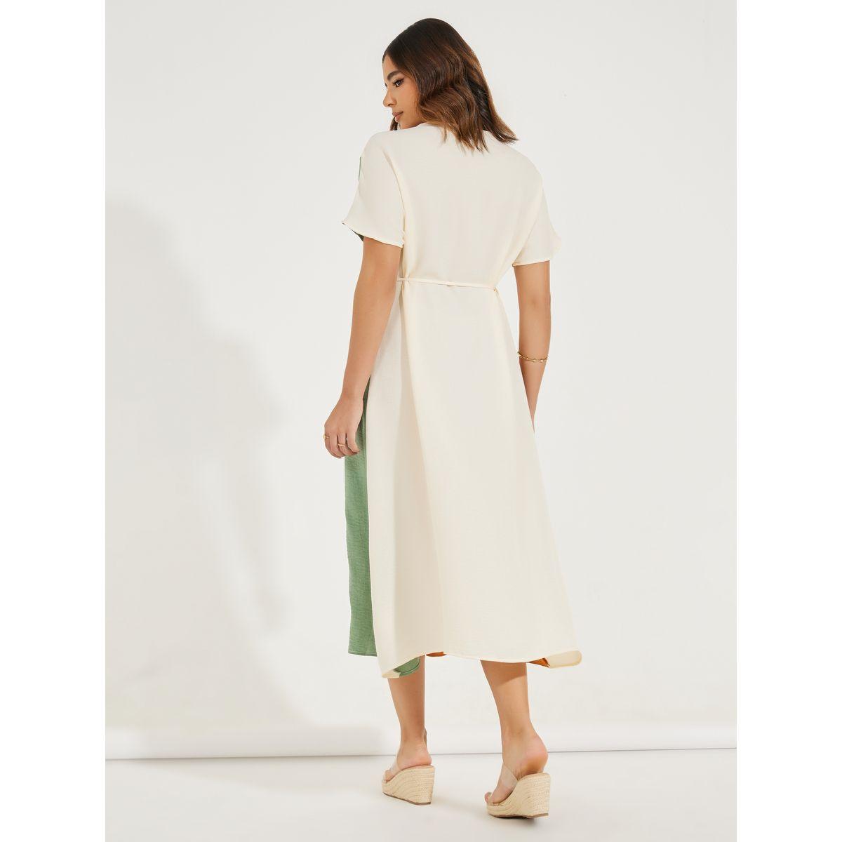 فستان ميدي بنمط كتل الالوان مع اربطة-women-clothing-dresses-image-6