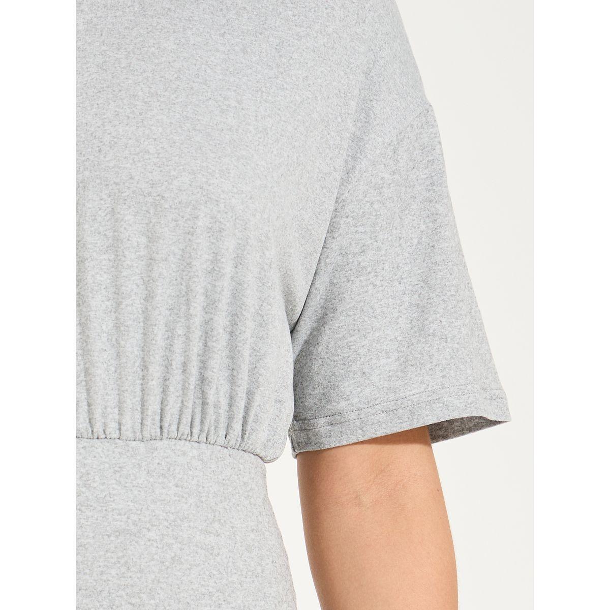 Styli Solid Gathered Detail A-Line Midi Dress-women-clothing-dresses-image-5