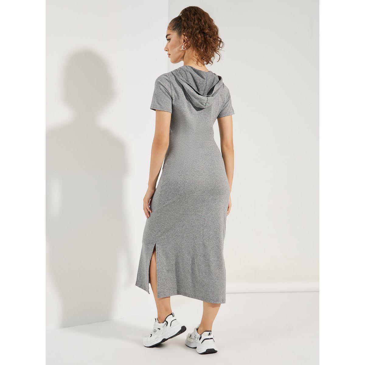 فستان ميدي بياقة هودي مع شق جانبي-women-clothing-dresses-image-4