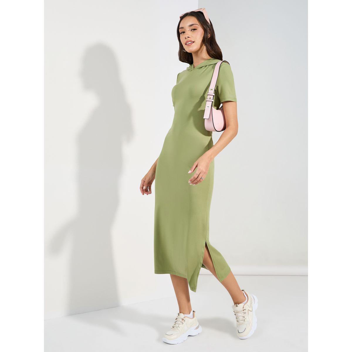 فستان ميدي بياقة هودي وشق جانبي-women-clothing-dresses-image-1