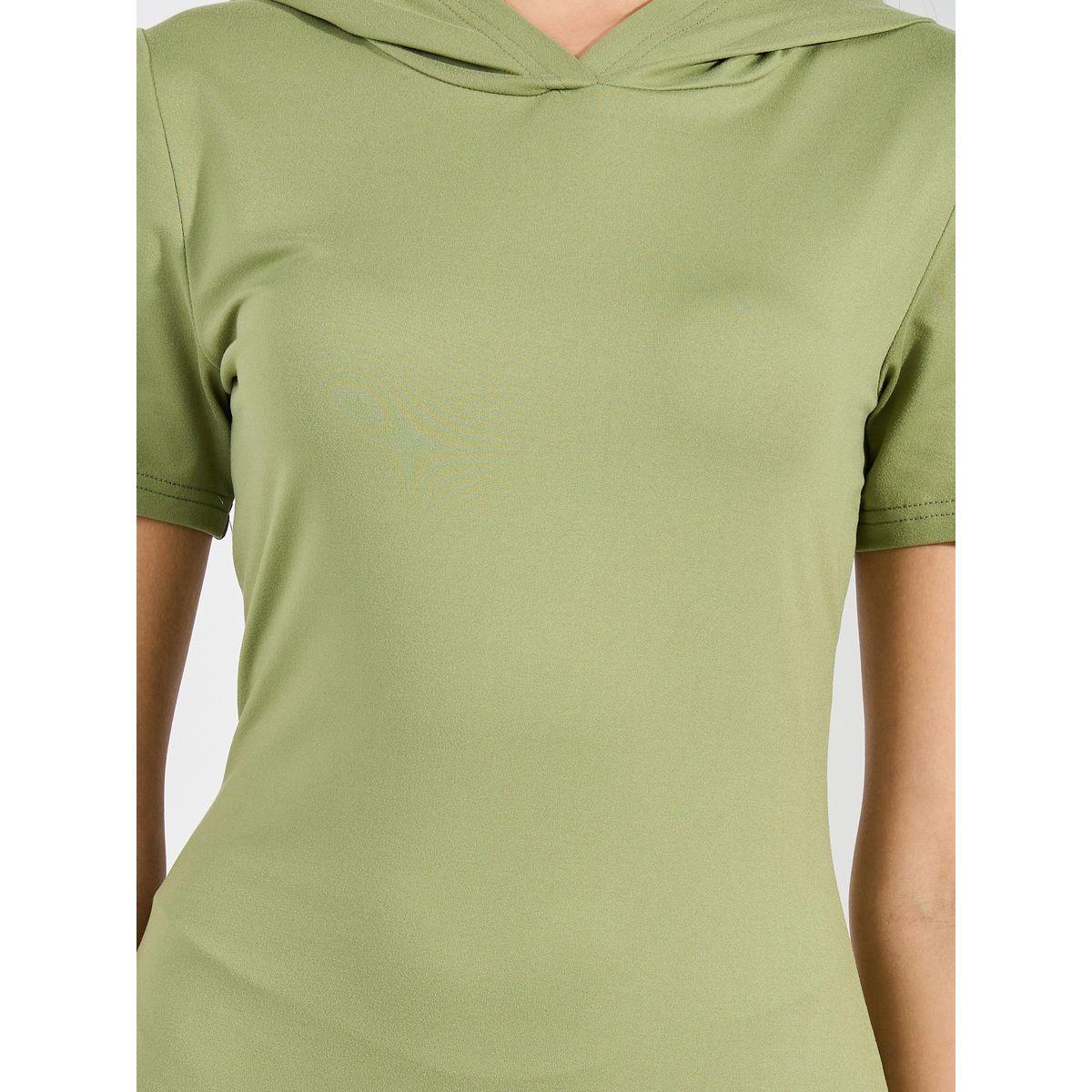 Styli Hooded T-Shirt Midi Dress with Side Slit-women-clothing-dresses-image-4