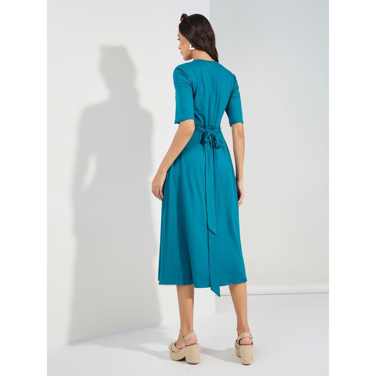 فستان ميدي سادة بنمط لف-women-clothing-dresses-image-4