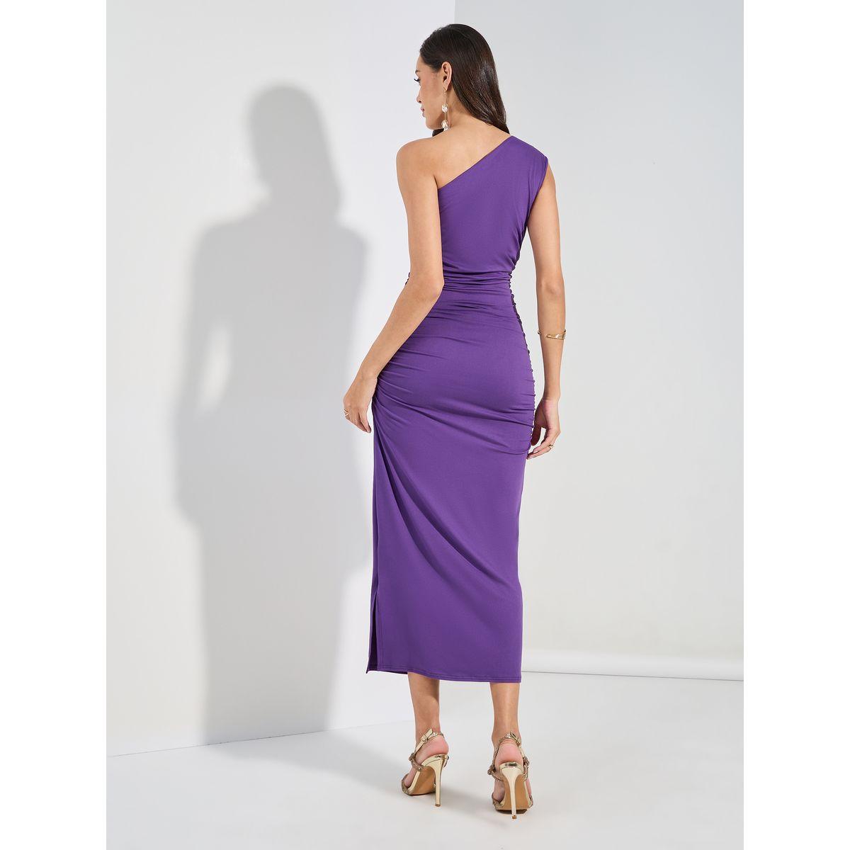 Styli One Shoulder Neck Gathered Bodycon Midi Dress-women-clothing-dresses-image-5
