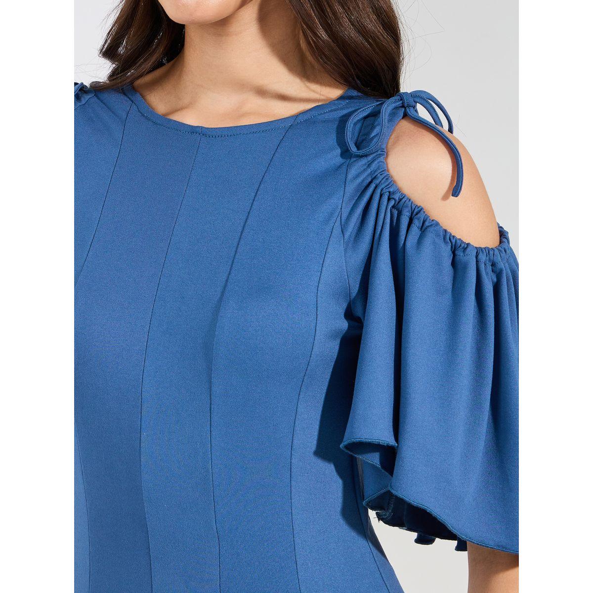 Styli Cold Shoulder Sleeves Flared Midi Dress-women-clothing-dresses-image-3
