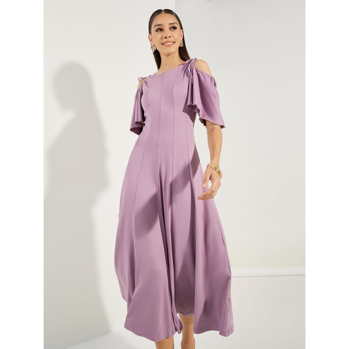 فستان ميدي مزين بكشكش مع اكتاف مكشوفة-women-clothing-dresses-image-2
