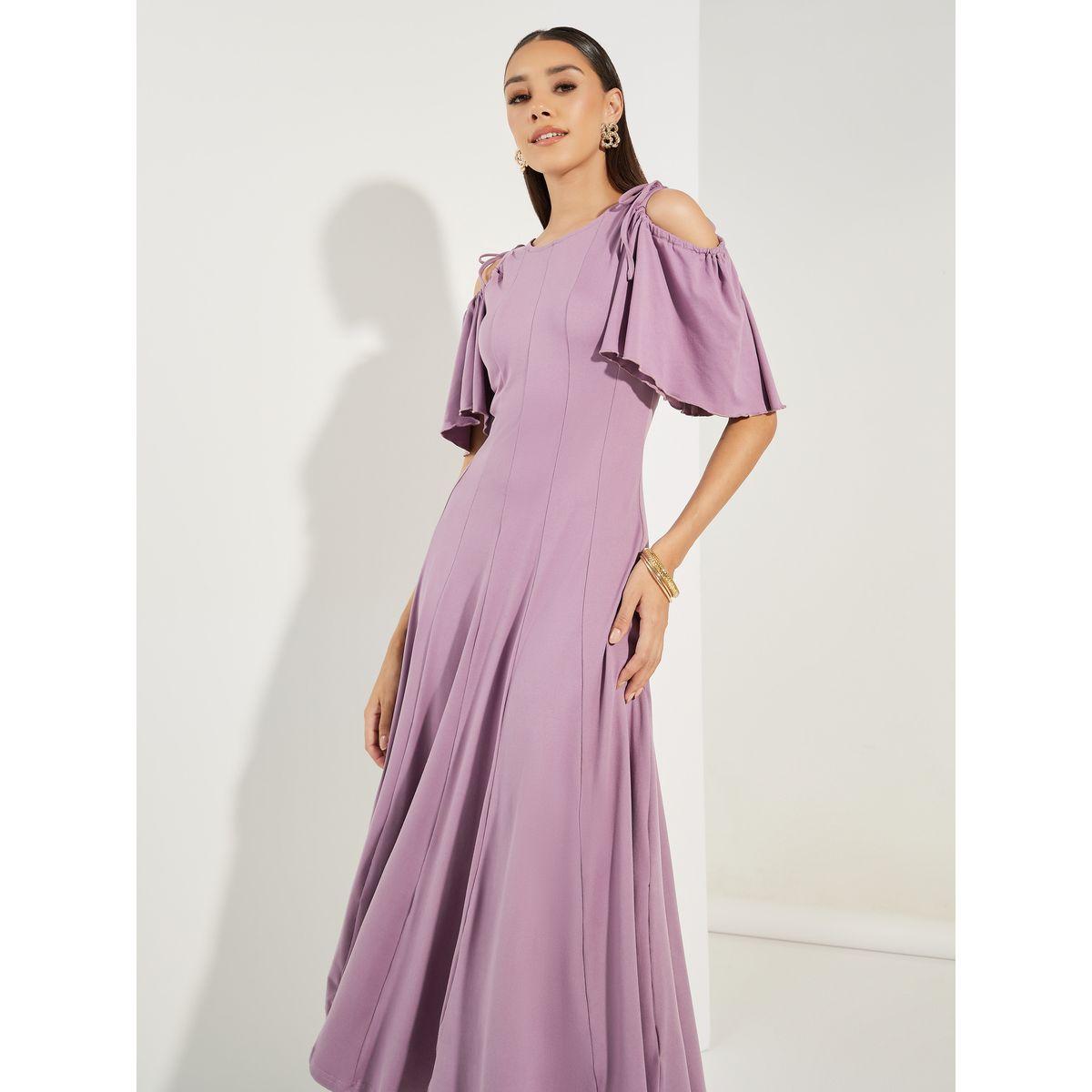 فستان ميدي مزين بكشكش مع اكتاف مكشوفة-women-clothing-dresses-image-3