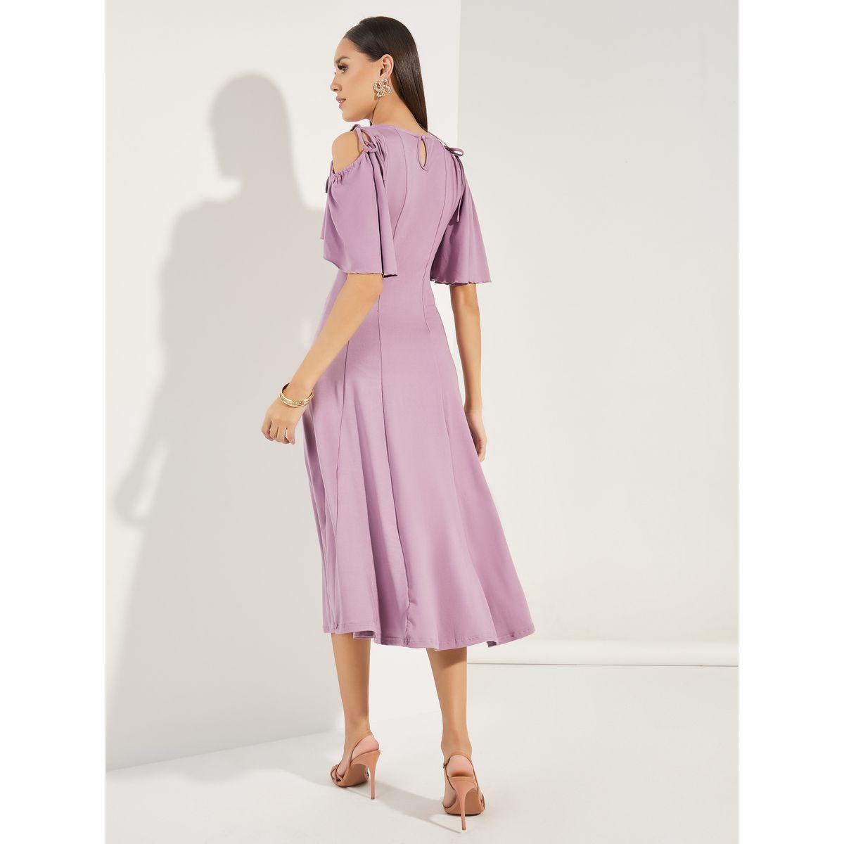 فستان ميدي مزين بكشكش مع اكتاف مكشوفة-women-clothing-dresses-image-5