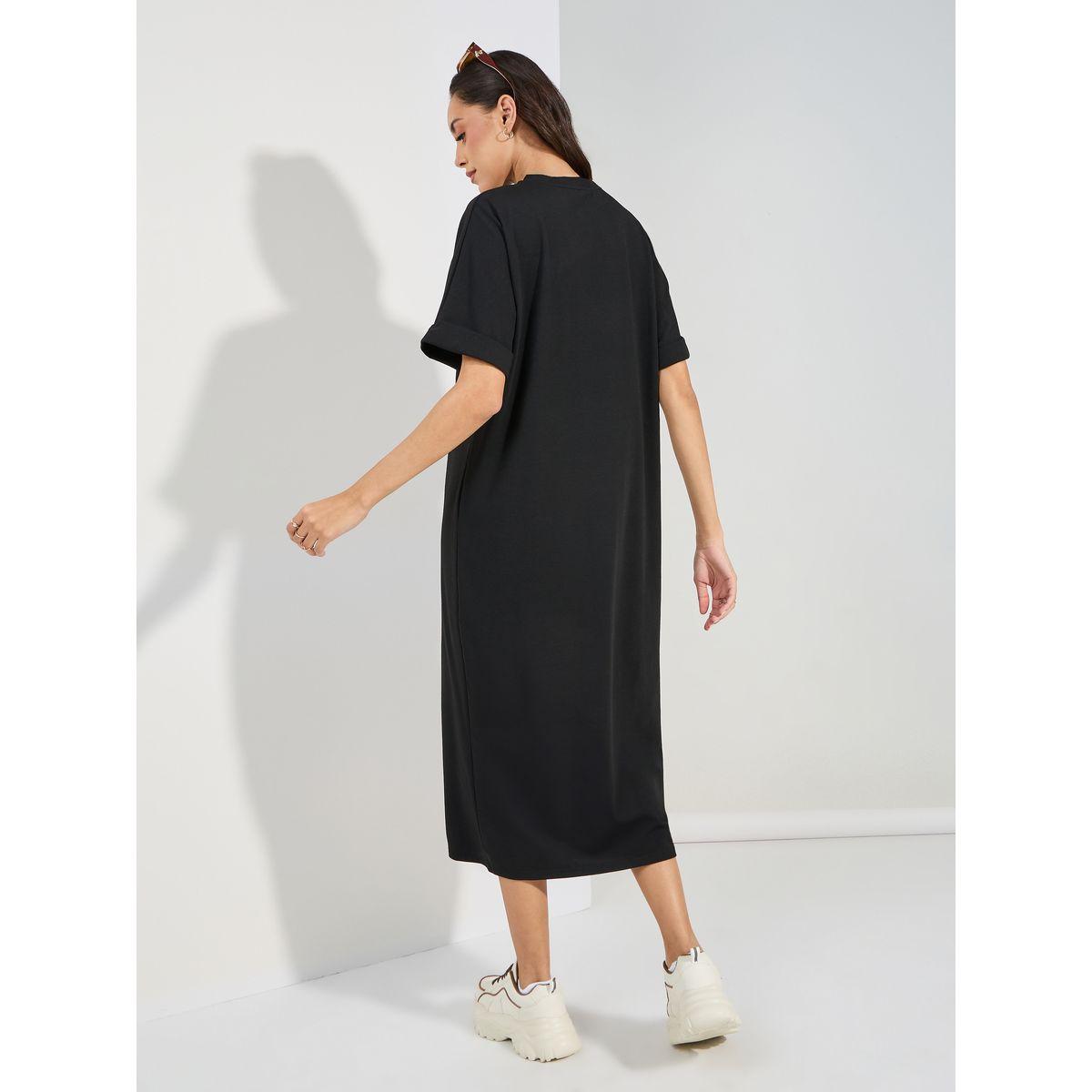 Styli Varsity Print T-Shirt Midi Dress with Turn-Up Sleeves-women-clothing-dresses-image-5