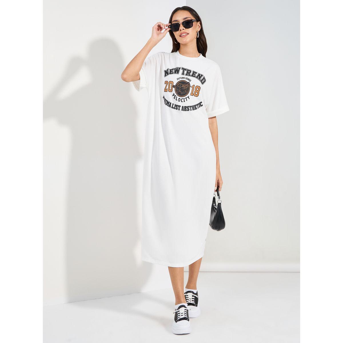 Styli Varsity Print T-Shirt Midi Dress with Turn-Up Sleeves-women-clothing-dresses-image-1