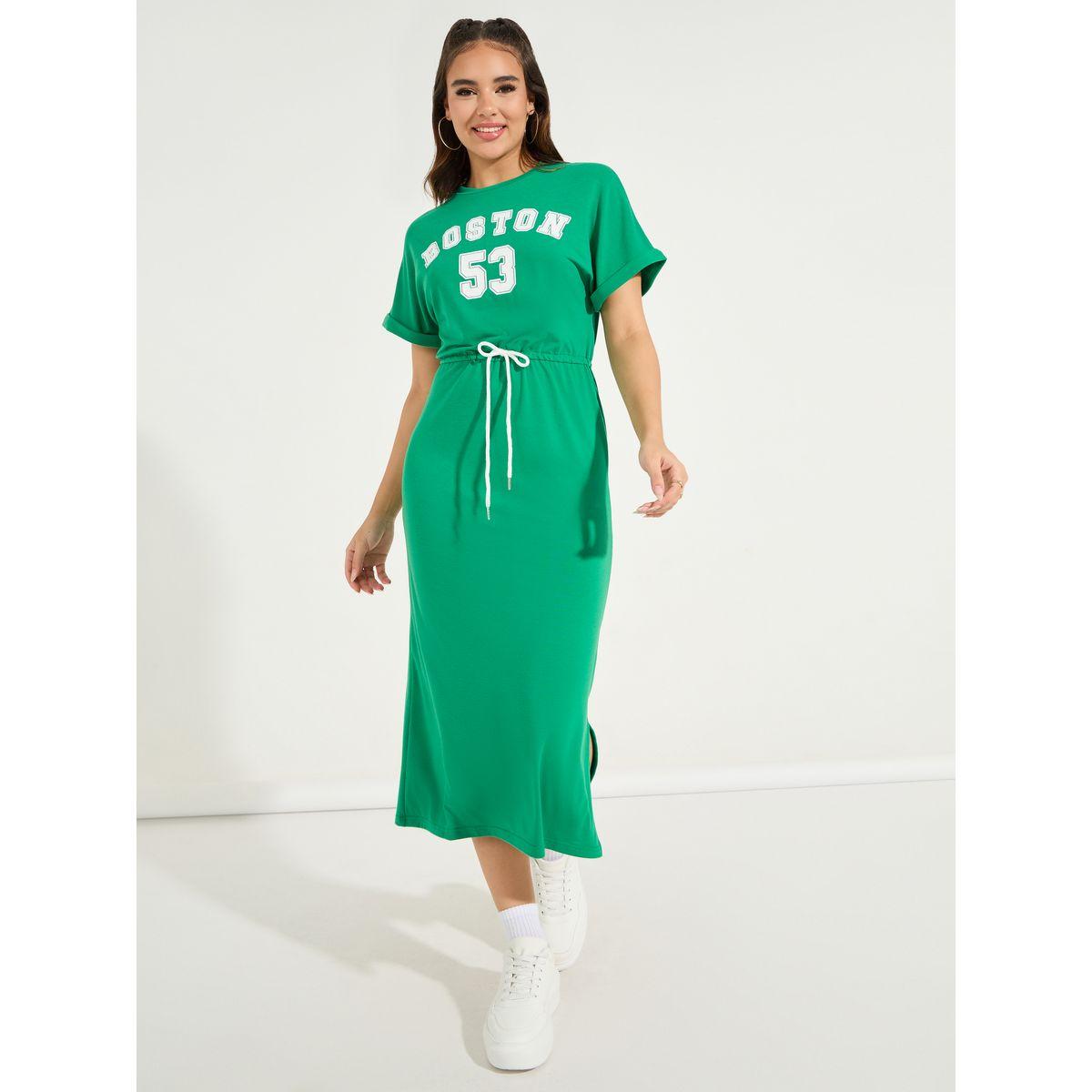 فستان ميدي بطبعة فارسيتي مع شق جانبي-women-clothing-dresses-image-4