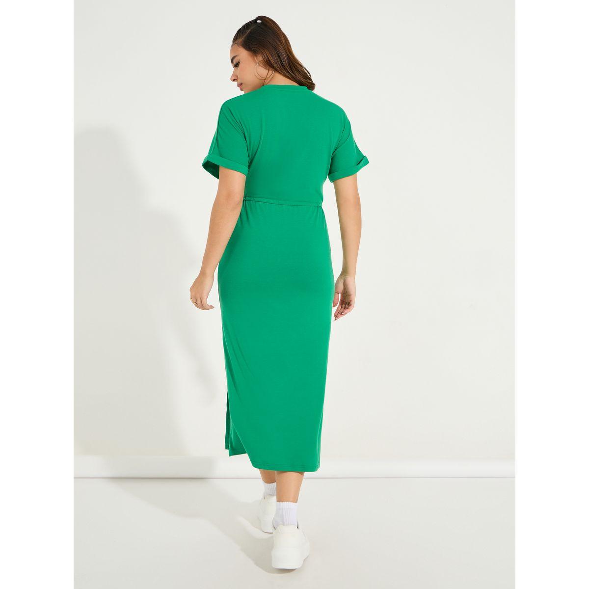 Styli Varsity Print T-Shirt Midi Dress with Side Slit-women-clothing-dresses-image-6