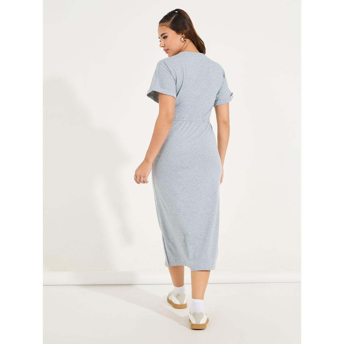 Styli Varsity Print T-Shirt Midi Dress with Side Slit-women-clothing-dresses-image-6