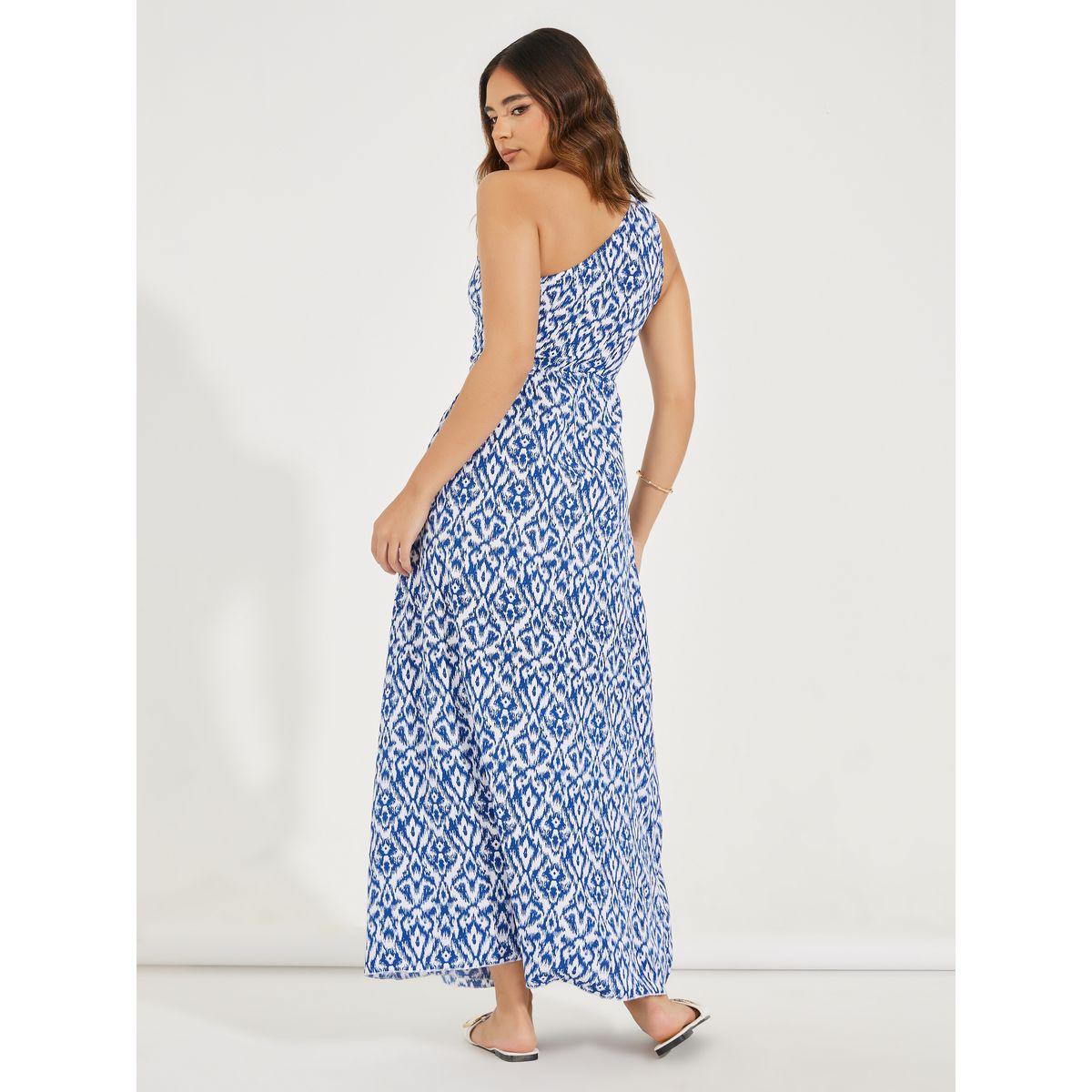 فستان طويل بطبعة ايكات وكتف واحد-women-clothing-dresses-image-6