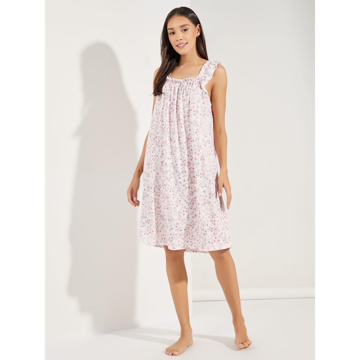 Styli Unwind AOP Ditsy Floral Ruffle Sleeve Nightdress-women-clothing-nightwear-nighties-image-1