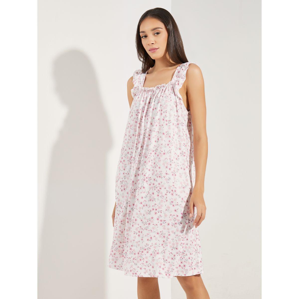 قميص نوم مطبع بالكامل مع اكمام كشكش-women-clothing-nightwear-nighties-image-2