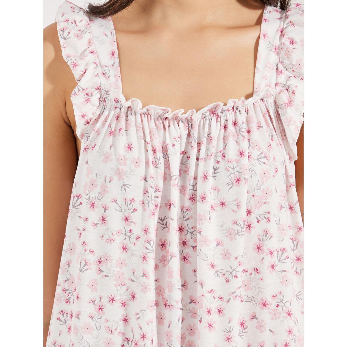 Styli Unwind AOP Ditsy Floral Ruffle Sleeve Nightdress-women-clothing-nightwear-nighties-image-3