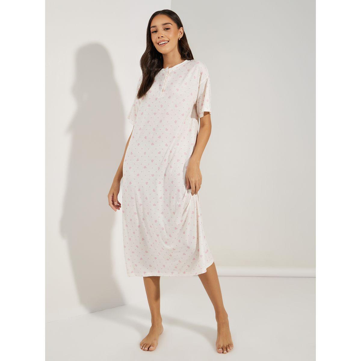 قميص نوم باكتاف منخفضة وازرار غلق-women-clothing-nightwear-nighties-image-1