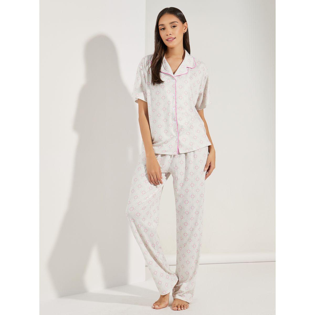Styli Unwind AOP Drop Shoulder Contrast Piped Shirt & Pyjama Set-women-clothing-nightwear-pyjamas-longsets-image-1