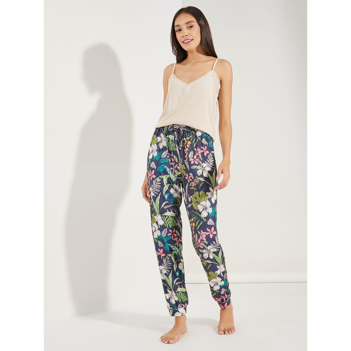 Styli Unwind Lace Trim Cami & Floral Cuff Pyjama Set-women-clothing-nightwear-pyjamas-longsets-image-1