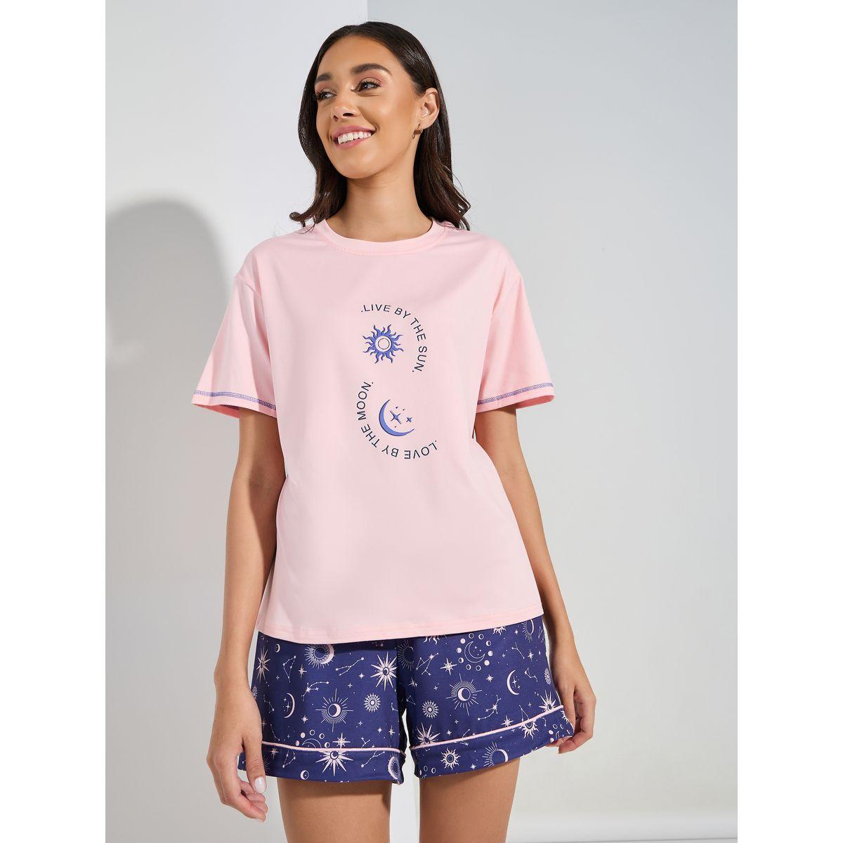 مجموعة من شورت وتيشيرت باكتاف منخفضة-women-clothing-nightwear-pyjamas-shortsets-image-1